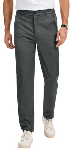 LVCBL Pantalon Chino pour Homme - en Coton Stretch - avec Poches Gris 3XL