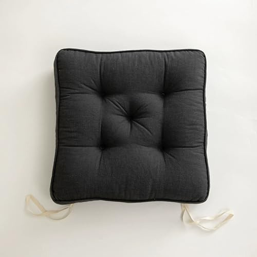 Chair Cushions Booster Seat with Non Slip Straps for Living Room Kitchen Coffee Shop, Square Car Seat Cushions Floor Pads Chair Pads for Elderly Pregnancy (43 * 43 * 6cm,Dark Grey)
