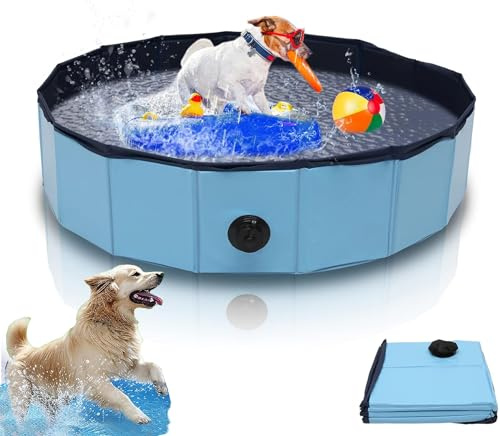Zegupal Piscina per cani di taglia grande e piccola, pieghevole, antiscivolo, 80 x 20 cm, in PVC ispessito, resistente all'usura, piscina per cani