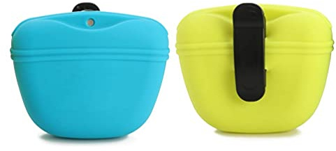 RoyalCare Silicone Dog Treat Pouch-Small Training Bag-Portable Dog Treat Bag for Leash with Magnetic Closure and Waist Clip airtight sealed - 2pieces [US Design Patent]