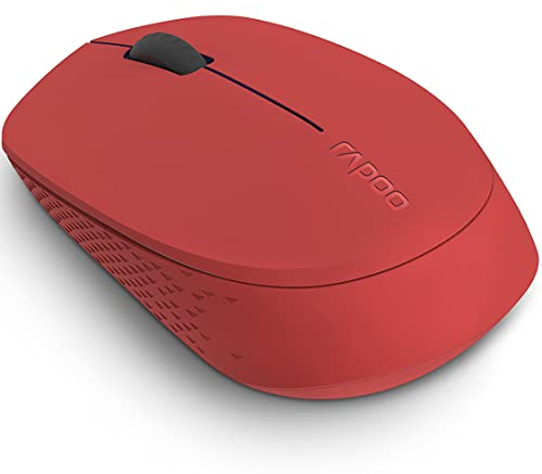 Rapoo M100 Silent kabellose Maus wireless Mouse 1300 DPI Sensor 9 Monate Batterielaufzeit leise Tasten ergonomisch für Links- und Rechtshänder PC & Mac - rot