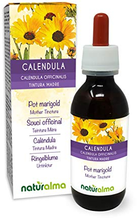 Caléndula (Calendula officinalis) capítulos florales Tintura Madre sin alcohol Naturalma - Extracto líquido gotas 120 ml - Complemento alimenticio - Vegano