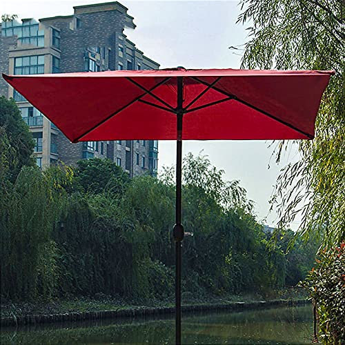 Parasol de Jardin de Plage inclinable de 2,4 m, Parasol d'extérieur, Parasol carré et Parasol de marché avec 4 Baleines, Convient pour terrasse, Piscine, Restaurant, sans Base (Rouge)
