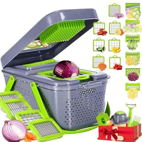 Mandolina Multifunzione Taglia Verdure a Cubetti, Spaghetti, Julienne - Affettatrice Manuale Inox per Verdure e Affettatutto