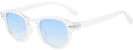 TYUVIVO Rétro Ovale Hommes Rivets Lunettes De Soleil Mode Clair Océan Dégradé Verres Lunettes UV400 Femmes Tendance Jaune Bleu Lunettes De Soleil, Transparent Bleu, Taille Unique