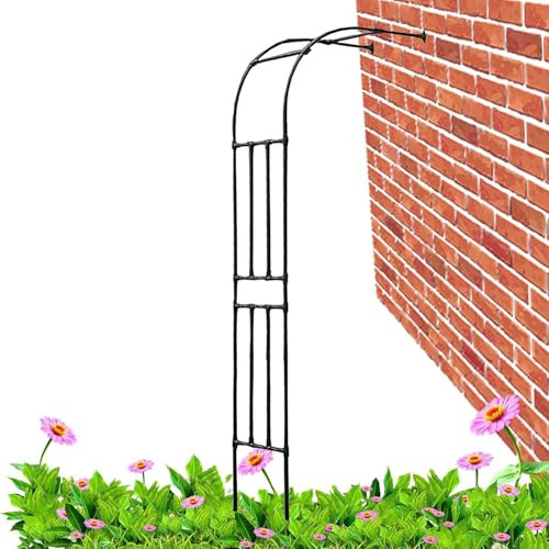 Enrejado de arco de jardín de metal para plantas trepadoras, pérgola negra de medio eje, decoración de interiores y exteriores, decoración de fiesta de jardín, 60 cm de ancho