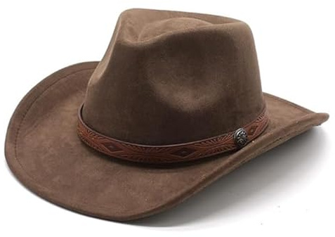 Cowboy Hat, Wide Brim Brown Adult Felt Hat, Classic Stylish Design Adjustable Breathable Comfortable (Size: M, Color: Brown)