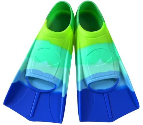 Aletas de natación de silicona, 100% silicona, aletas cortas de entrenamiento para natación, cómodas aletas de natación de silicona, aletas cortas de entrenamiento para niños y adultos