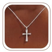 GWH 925 Sterling Silver Cross Necklace Chain for Women, Dainty Tiny Cross Pendant, Hypoallergenic Faith Jewellery, Christian Religious Gift for Ladies, 18 inch Chain
