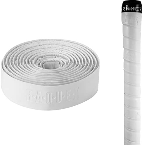 Raquex Cushion Hockey Stick Grip - Super-Grippy PU Material Hockey Grip, Over 2m Long, Soft and Absorbent, Minimises Vibrations. Self-Adhesive Backing, Extra-Long Length (White, 10 Grips)