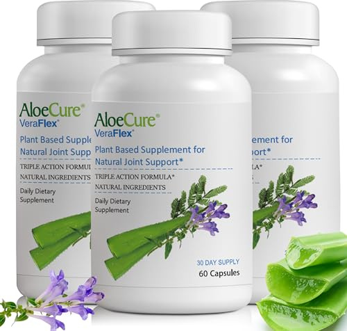 AloeCure VeraFlex Natural Joint Health, 60 Capsules, Clinically Tested Natural Plant-Based Formula to Support Comfort, Mobility and Flexibility - Featuring Organic Aloe Vera, 3-Pack