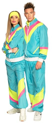 Boland - Disfraz adulto años 80 chándal con bolsillos, chaqueta y pantalón, chándal, despedida de soltero, estilo retro, deportivo, disfraz de grupo, adulto, fiesta temática, carnaval