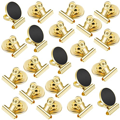 VNDUEEY 20 Pack Fridge Magnets Refrigerator Magnets, Strong Magnetic Clips Heavy Duty, Magnet Clips for Whiteboard, Magnets for Fridge Locker Office Accessories (Gold)