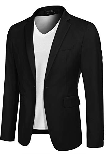 COOFANDY Mens Business Casual Blazer Slim Fit Lightweight Sports Coat Single Breasted Suit Jackets (Black S)