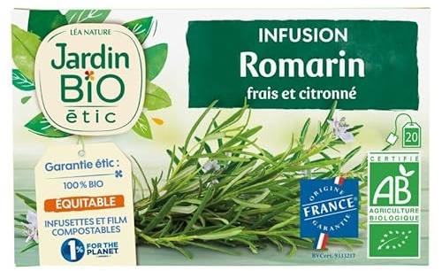 Jardin Bio Étic Infusion Romarin Bio - Saveur authentique - Sachet de 30g - Certifié AB - Parfait pour infusion - Papier H&S inclus. - Le Lot De 3