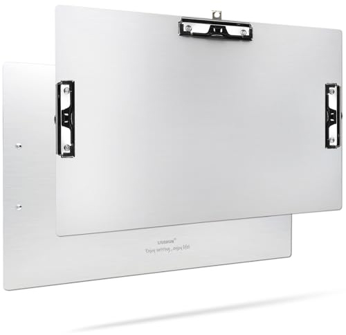 Three Clip Aluminum 11x17 Clipboard Metal Stainless Hangable Clipboards Art Pen Holder Extra Large Clip Board for Business Medical Professionals Workshop (Silver, A3-3Clip)