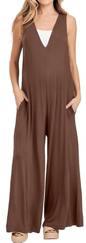 Litthing Salopettes Femme Ample Combinaison Été Coton Combi Large Fluide