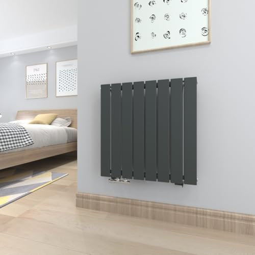 T&K Radiateur Eau Chaude 630x616 mm Anthracite Plat Simple Horizontal Design Couche Montage Mural Salle de Bain Radiateur