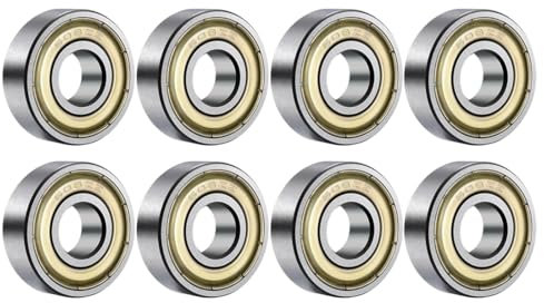 EYVRPAU 8 Pezzi Cuscinetti a Sfera, doppia protezionepiccoli cuscinetti a sfera doppia schermato,per Pattini a rotelle longboard, per Skateboard, Scooter, Pattini in Linea (608ZZ)