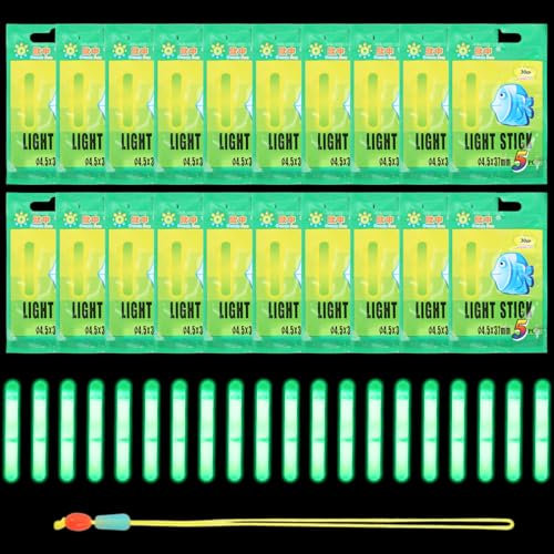 WEDNOK 100 Stück Angeln Knicklichter Angelruten Leuchtstäbe 4,5x37mm Fishing Glow Sticks Nachtfischen Fluoreszierendes Licht Float Angelzubehör für Nachtfischen Karpfen Raubfische Anfänger Angler