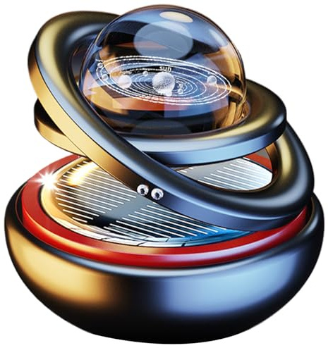 Car Air Freshener, Solar Power Combines Suspension and Rotation Car Diffuser with Interstellar Double Ring, Smart Air Freshener for Interior Decoration Smart