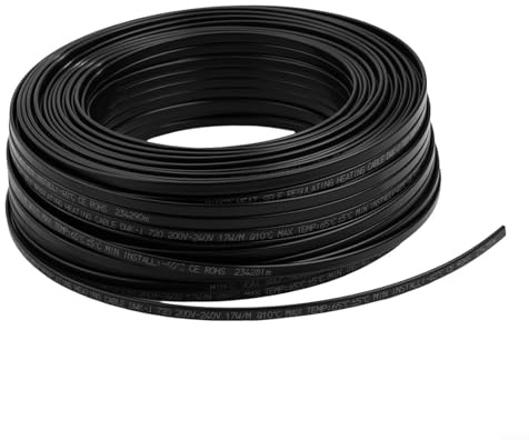 babominimer Cable calefactor autorregulable, 17 W/m, 220-240 V, PTC, cable anticongelante para canalones de techo, tuberías de agua, protección contra congelación, 5-100 m (100 m)