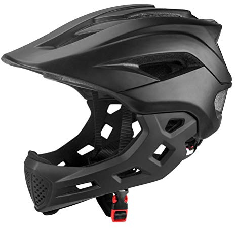 2-in-1 Kinder Fahrradhelm mit abnehmbarem Kinnschutz, Fullface Helm für Kinder 5–12 Jahre, BMX & Skateboard Helm, 52–56 cm