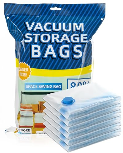Acual 6 Bolsas Vacio Ropa 80x60cm Reuso Doble Cremallera Válvula Hermética