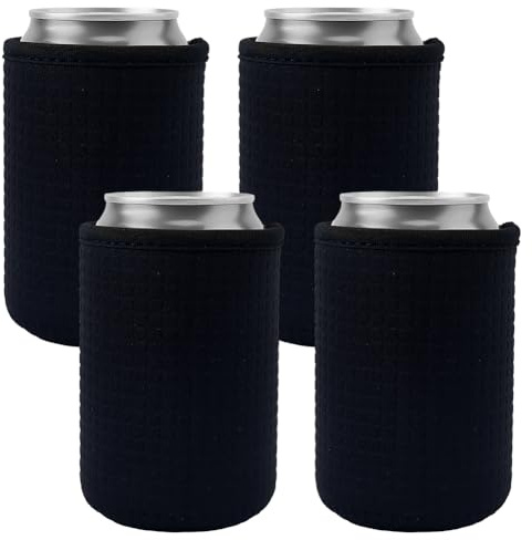 CRASPIRE 4 funda Aislante Latas Estándar 12 oz Funda Neopreno Suave Botellas Cerveza Fundas Negras Enfriadores Fundas Antideslizantes Neopreno Enfriadores Latas Agua Y Bebidas