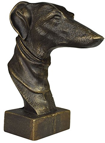 AB Tools Greyhound Whippet Dog Bust Head Statue Fireplace Ornament Book End Castiron