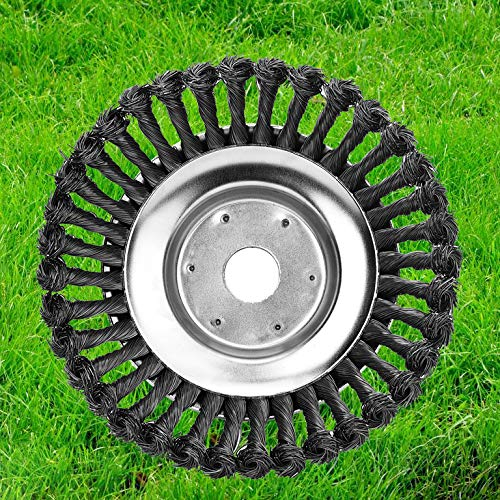 Yolando Wildkrautbürste für Motorsense Rasentrimmer, Unkrautbürste Freischneider 200 x 25,4mm, Stahldraht Rundbürste Garten Zubehör für Effektive Moosentfernung, für Garten und Landwirtschaft (8 Zoll)