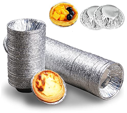 250 PCS Egg Tart Form Einweg Aluminiumfolie Tassen Rund Tin formen Aluschalen folienschalen Backform Runde Ei Tart Form Einwegbackformen für kleine Kuchen, Marmeladentorten und Kuchen