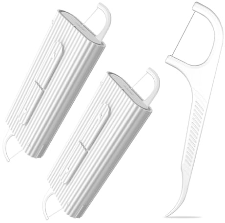 2 Pcs Travel Mini Refillable Dental Flossers Case,with 10 Count Floss Picks Organizer,Pocket Floss for Traveling and Outgoing,Best Dental Tools for Teeth Clean(White,2Pcs)