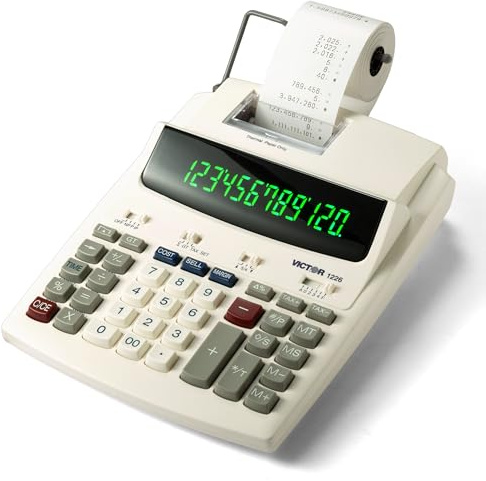 Victor 1226 Thermal Printing Calculator, 12-Digit Display, 8.0 LPS Printing Speed, Off-White