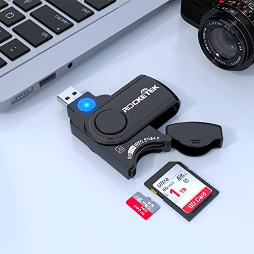 Lector de tarjetas SD, adaptador USB 3.0 a tarjetas TF/SD, adaptador de tarjeta de memoria externa, ranuras para tarjetas dobles simultáneamente para SDXC