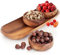 cintika Hand-Carved Set of 4 Acacia Calabash Bowls with Baguette Tray. Durable Wooden Bowl Set. Snack, nut, dip bowl. - Wooden Dinnerware set. 4 Round Wooden Bowls - 13 Wooden Tray