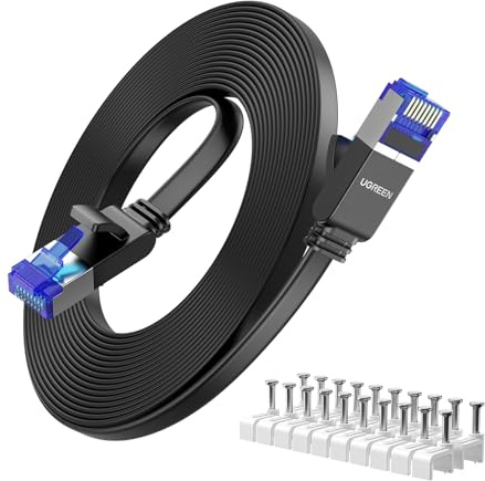 UGREEN Cat 8 Ethernet Cable 3m, 40Gbps Internet Cable (3 Meter, PVC) | Flat 2000MHz High-Speed RJ45 LAN Cable, F/FTP POE Network Cable for Xbox/Switch/PS5/WiFi Extender/Router/Modem Patch Panel