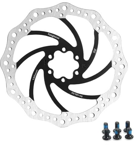 Yongness Rotor de disco de freno de bicicleta 140 mm/160 mm/180 mm/203 mm Disco de freno de bicicleta de acero inoxidable con 6 tornillos para bicicleta de carretera BMX MTB (Negro 140mm)