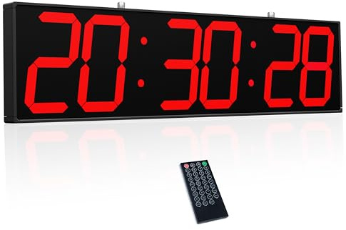 CHKOSDA 27'' Doppelseitige Digitale Wanduhr, Multifunktionsuhr mit Timer, Temperatur- und Datumsanzeige, großes Display für Flure, Bahnhöfe und Krankenhäuser (rot)