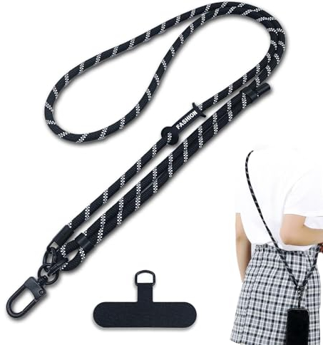 xiaoxiaozhijia Handyband zum Umhängen,Handykette Universal,Lanyard AbnehmbarHandy,Schlüsselband für Alle Smartphones Hüllen (Schwarzer Weißer Köper)