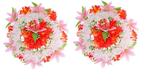 ABOOFAN Lot De 2 Couronnes De Fleurs Artificielles Réalistes pour Cimetière pour Commémorations Funéraires