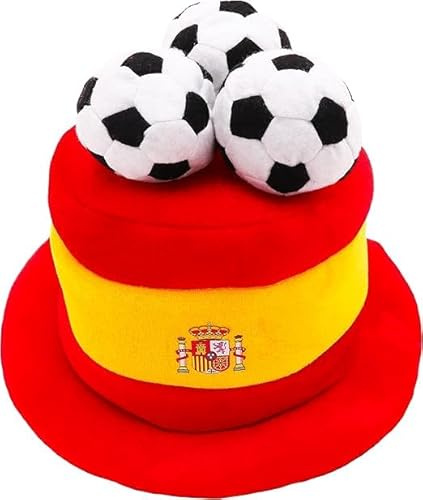 Toyland® Sombrero de copa para aficionados con diseño de bandera y bolas en 3D – Copa del Mundo, Eurocopa, fiestas de disfraces – Talla única adultos – A elegir entre 10 países