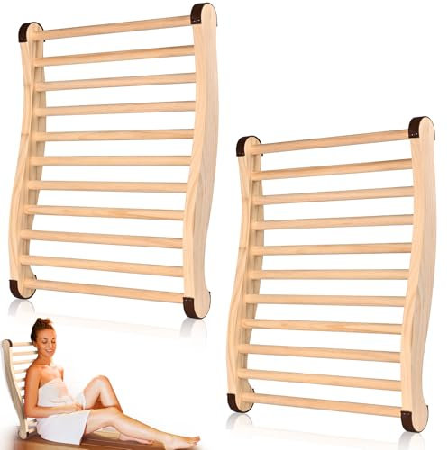 Uppgraderat basturyggstöd, bastutillbehör, S-formad design med ryggstödsbastustol, med halkfria kuddar, lämplig för infraröd bastu ryggstöd och tunnbastu, ergonomisk design (förpackning med 2)