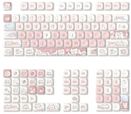 Tiardey Tastenkappen PBT-Tastenkappen-Set, sublimierte lila Kaninchen-Tastenkappen für mechanische Gaming-Tastatur, 132 Tasten