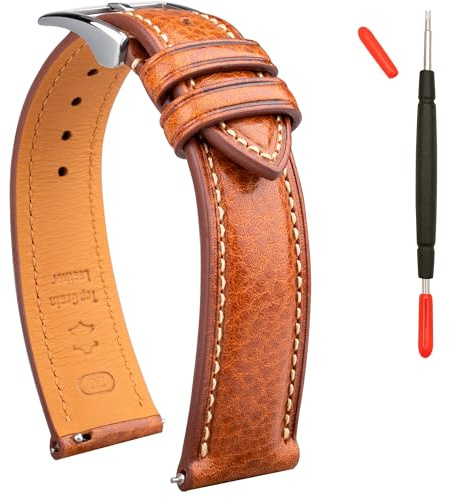 Gomvadr läder klockarmband vegetabiliskt garvat läderarmband, klockarmband 20 mm läder, 16 18 19 20 XL 21 22 XXL snabbkoppling ersättningsarmband