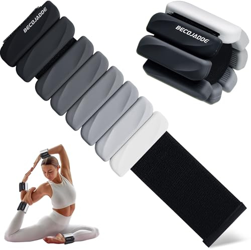 BECOJADDE Pesi per gambe e braccia, 0,9 kg, set di 2 pesi per polsi e caviglie, pesi per piedi, per jogging, cardio aerobico, allenamento con forza, colore nero