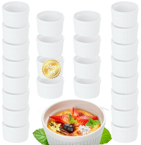 getgastro Juego de 24 moldes de porcelana para horno, 9 cm de diámetro, para crema brulee, postre, magdalenas, quiche, ragout aleta, vajilla apta para horno