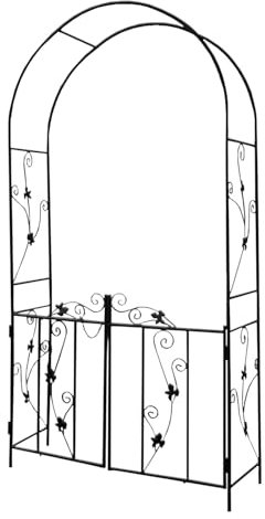 Arche De Jardin avec Porte pour Les Plantes Grimpantes, Arceau De Entrée Pergola pour Extérieur Décoration Arche De Tonnelle en Métal, L110 X W37 X H214cm(Noir)