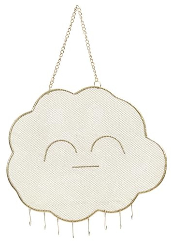 VERDANVERSE Organizador de Joyas Colgante Forma de con Rejilla y Ganchos para Pendientes Collares y Pulseras Soporte Mural Dorado para Exhibición y Almacenamiento Práctico