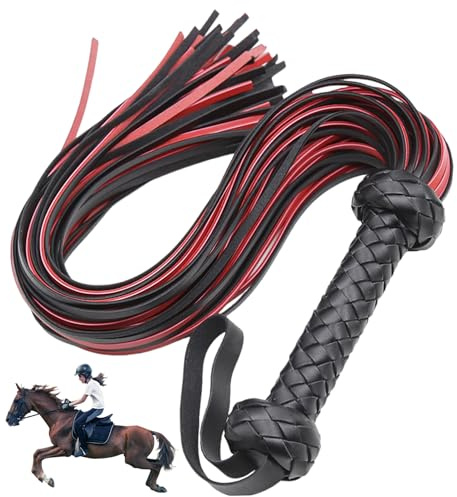 Lcarege Fusta para Montar, látigo de Cuero sintético para Montar a Caballo, látigos Suaves y duraderos con Mango cómodo para ecuestres, floggers para Disfraz de Cosplay ·1